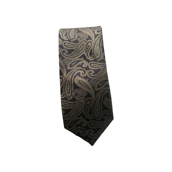 PRONTO UOMO Vintage 100%‎ Silk Necktie Lux Designer Silver Paisley W3 L55 (241) - Picture 1 of 4